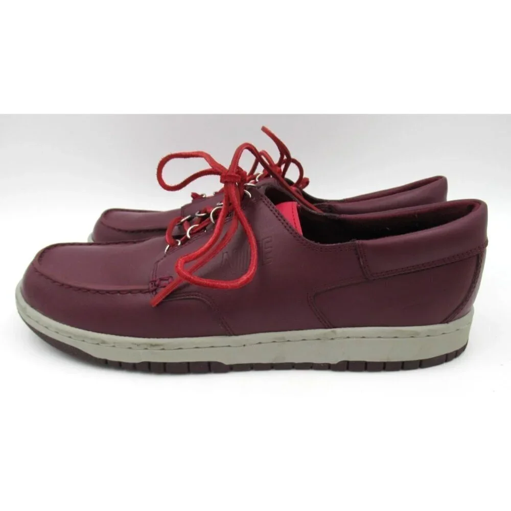 Nike Mad Jibe Burgundy 313264-211 Men Size 14 Boat Deck Shoe Leather Lace Up Red